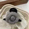 Volumen de cabello temperamento camelia negro flocado pasador femenino alto sentido agarre parte trasera de la cabeza rizo cabello clip de tiburón grande