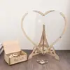 Mesa de Firma de Bodas de Madera con Forma de Corazón Adornos Decorativos Props de Escenario para Fiestas y Bodas Libro de Firmas para Invitados de Boda
