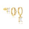 Aretes Geométricos de Diamante de Plata Esterlina S925 Aretes Aretes Juego de Tres Piezas Europeo y Americano Transfronterizo de Venta Caliente Aretes de Nicho Traje para Mujer