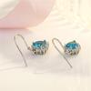 Novo gancho de orelha de cristal azul brincos de coração do mar alérgicos brincos de gota de orelha brincos de moda requintados em forma de coração