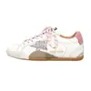 Sapatos Femininos de Couro Genuíno com Solas Grossas e Aumento Interno Sapatos de Treinamento Moral para Mulheres, Tênis Esportivos Casuais, Sapatos Brancos Forrest Gump, Sapatos Sujos de Estrela