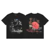 Hip-Hop Americano High Street Holgadas Estampadas con Letras Camisetas de Pareja para Hombre y Mujer Tendencia de Moda de Verano Cuello Redondo Mangas Cortas