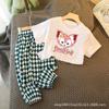 2022 Verano Nuevo Ropa Infantil Set para Bebé Niña Lindo Dibujo Animado Dos Piezas Moda Estilo Occidental Pantalones de Manga Corta de Seda Helada