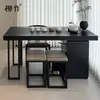 Mesa de Chá Estilo Chinês Novo Salgueiro Madeira Maciça Toque Preto Sala de Chá Zen Varanda de Casa Mesa de Chá Simples Moderna Aço Inoxidável