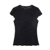 Camiseta Negra de Encaje para Mujer Manga Corta Estilo Europeo y Americano Primavera 2026 82923 Estilo Callejero Personalizado Corte Regular