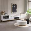 Mesa de café redonda minimalista estilo italiano Foshan con tapa de piedra, uso moderno nórdico en el hogar, adecuada para hogares grandes y pequeños, conjunto de mueble de TV extensible