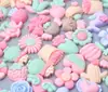 DIY pequenos acessórios de joia desenhos animados simulação de frutas e vegetais adesivos para adorno de cabeça biscoito imitação bolo capa de celular adesivos de beleza