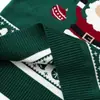 2026 Novo Suéter Verde do Papai Noel Estilo Europeu e Americano para Crianças Meninos e Meninas, Blusa de Tricô Manga Longa Gola Redonda para Bebê
