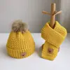 Novo Conjunto de Chapéu e Cachecol Infantil, Conjunto de Duas Peças, Chapéu de Tricô para Meninos com Forro de Fleece, Espessado, Chapéu de Inverno Cartoon para Bebês Meninas