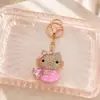 Chaveiro de Carro Gato Laço Fofo Liga de Zinco Strass Incrustado Pingente Coração Gatinho Acessório de Bolsa Venda por Atacado