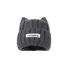 Gorro de Lana Estilo Coreano con Orejas de Gato para Mujer, Circunferencia de Cabeza Grande, Gorro para el Frío, Otoño e Invierno, Engrosado, Protección contra el Frío, Calidez, Gorro de Felpa Tejido