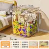 Caixa de Armazenamento de Brinquedos, Grande Capacidade, Extra Grande, Transparente, com Rodas, para Uso Doméstico, para Brinquedos Infantis, Lanches e Blocos de Montar, Móvel