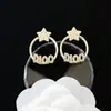 Pendientes de alta calidad para todo tipo de atuendos, pendientes de moda para hombres y mujeres, letras de pedrería, todo a juego, pasador de plata s925, accesorios de aleación