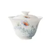 Gaiwan Azul y Blanco Pintado a Mano con Esmalte Bajo de la Dinastía Tang y Song, Juego de Té Kung Fu, Tazón de Té Cerámico para el Hogar, Gaiwan de Porcelana Blanca de Pared Delgada Estilo Erudito