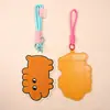 Portatarjetas de Piel PU Estuche para Tarjetas Colgante Cubierta Protectora para Tarjeta de Autobús Correa Llavero de Felpa Bordado de Anime Dibujos Animados Regalo