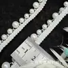 Cinta de Perlas Cosida a Mano con Encaje de Perlas de Doble Fila Unilateral, Decoración de Ropa Estilo Chino Estilo Chanel, Cuello, Sombrero y Borde