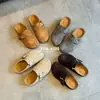Zapatos de Mujer para Adultos 2025 Otoño Nuevo Estilo Mocasines de Cuero Genuino Mate para Mujer Moda Sandalias de Punta Dividida Falsa Perezosas Tipo Birkenstock