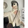 Cardigã de Tricô de Alta Qualidade Estilo Coreano com Decote em V para Mulheres, Temporada Outono/Inverno, Cardigã Solto de Designer, Jaqueta Curta