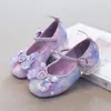 Sapatos de Princesa para Meninas, Sapatos de Couro da Moda, Novos Sapatos de Performance Infantis Primavera 2026, Elegantes Sapatos de Cristal para Meninas com Laço