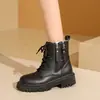 Botas Martin Estilo Británico Doble Cremallera Tacón Grueso Forradas de Borrego para Mujer 2025 Otoño e Invierno Nuevas Versátiles Botas Individuales de Suela Gruesa Cálidas Botas Cortas