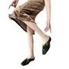 Sapatos Femininos em Novo Estilo Chinês, Estilo Old Money, Meia-sapatilhas de Bico Quadrado, Alto Valor Estético, Elegantes, Adequados para Uso Externo, Sandálias Baixas de Bico Fechado