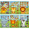 6 folhas/pacote Novos Adesivos de Troca de Rosto de Animais de Desenho Animado Divertidos Criativos Materiais DIY para Crianças Adesivos de Quebra-cabeça Feitos à Mão