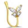 Joyería sin perforación transfronteriza Anillo de nariz en forma de U Clavo de nariz simple de nicho Zirconia microincrustada Flor de amor Mariposa Nariz