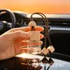 Aromatizador de Carro Pingente de Garrafa de Vidro com Corda Quadrada, Pingente de Perfume para Pendurar no Carro, Ornamento de Óleo Essencial para Pendurar no Carro