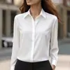 2026 Sitio Independiente Deseo Artículo Más Vendido de Amazon Camisa Versátil de Manga Larga de Color Sólido para Otoño con Cuello de Solapa Camisa de Satén para Mujer