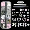 Adornos para Uñas de Lazo Caliente Transfronterizos Perla de Resina Flor de Cinco Pétalos Amor Set de 12 Cajas para Uñas DIY