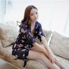 Comércio Exterior Lingerie Sexy Quimono Japonês de Chiffon Estampado Uniforme Tentação Transparente Peito Exposto Pijama Sexy Robe de Banho com Tiras