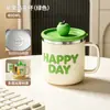 Caneca Energética com Tampa, Copo Portátil para Uso Doméstico, Chá de Flores, Suco de Frutas, Espessada, Antiescaldante, Caneca com Escala, Capacidade Aprofundada, Copo de Café