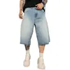 2026 Nuevos Shorts de Mezclilla Lavada Azul Vintage con Flecos, Corte Holgado, Adelgazantes, Casuales, Versátiles, Modernos, Shorts a la Rodilla
