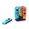 Compatible con Switch OLED, cargador de cuatro puertos con haz de luz de colores e iluminación ambiental TNS-875C