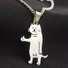 Colar Chaveiro Engraçado de Aço Inoxidável Desenho Gato e Cachorro Corrente de Lã Hip Hop Personalizado Pingente de Aço Titânio