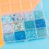 Caja de 12 cuadrículas transfronteriza de lentejuelas de grava, perlas de imitación, hecho a mano, DIY, juego de accesorios de decoración para manicura con cuentas