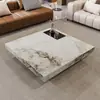 Mesa de Centro de Ardósia para Sala de Estar, Combinação Minimalista Moderna de Luxo Leve Estilo Italiano, Mesa Quadrada Doméstica de Modelo Novo para Apartamento Pequeno de Alto Padrão, Popular Online