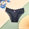 Bragas sexys de encaje transfronterizo con retazos, ligeras, cómodas, amigables con la piel, transpirables para mujer, con lazo y tela brillante, tipo triángulo