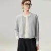 Cardigan de Caxemira Falso Duas Peças Luxo Leve Feminino Outono/Inverno Novo Estilo 2026 Jaqueta de Tricô Suéter Emagrecedor Top Casual