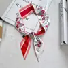 Lenço Longo Pequeno de Flores Vintage para Viagem Feminina Decoração Fita Ins Lenço Joker Tipo Seda Lenço Feminino Atacado