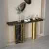 Mesa de porche de mármol de lujo ligera, mesa de porche sencilla, entrada de pared, mesa de vista final de sala de estar, mesa de porche de tablero de roca de tira estrecha