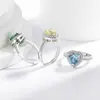 Anillo de Amor Corazón a Corazón con Flor de Hielo Cortada de Piedra Preciosa de Colores de Venta Caliente en Tiktok con Anillo de Diamante de Alto Carbono Paraiba