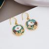 Brincos de flor de pérolas de óleo esmaltado estilo corte francesa, moda de nicho, luxo leve, brincos de jardim Monet