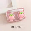 Estuche de resina para gafas con diseño de fresa, tapa sin giro, caja de cuidado integrada de doble función, alto valor estético, anticaídas, lindo estuche para lentes de contacto