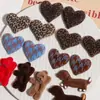 Parche de Joyería con Estampado de Leopardo Flocado Color Café Coreano Corazón de Melocotón Dachshund Oso Parche DIY Accesorios para Diadema Cuerda de Cabello Funda de Teléfono Móvil