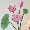 Flor y hoja de loto biónica artificial 3D, nueva decoración de flor de loto artificial estilo chino para sala de estar y mesa de comedor, venta al por mayor