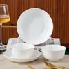 Juego completo de vajilla para el hogar, cuencos y platos de cerámica aptos para alimentos, cuencos de porcelana blanca, cuencos para arroz, envío transfronterizo, venta al por mayor, directo de fábrica
