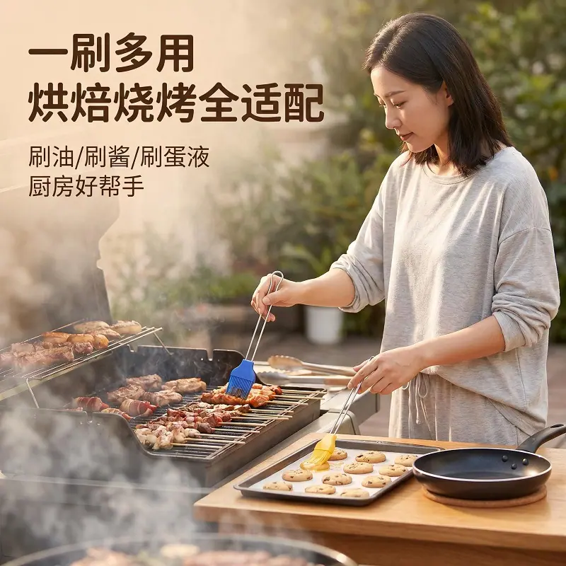 BBQ硅胶烧烤油刷耐高温不掉毛食品级烤肉刷酱料刷户外野炊工具