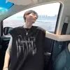 Regata Estilosa com Letras para Homens, Moda de Verão Estilo Americano Hong Kong Solta Versátil Casual Sem Mangas Camiseta, Moda Masculina de Marca Tendência