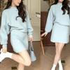 Traje Casual de Punto Estilo Coreano, Suave y Elegante, Nuevo Estilo Otoño 2025, Conjunto de Dos Piezas Estilo Tweed, Suéter y Falda Corta de Alta Calidad para Mujer
